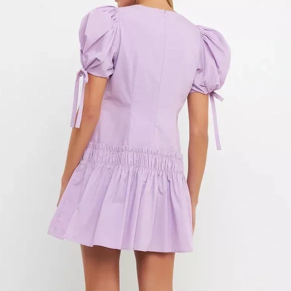 FRENCH CONNECTION RUFFLE DRESS LILAC NWT LARGE - Picture 2 of 7